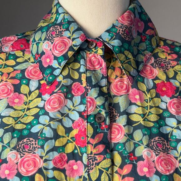 prairie blouse floral cotton button up puff sleeve cottagecore XS Sundance - Picture 4 of 14